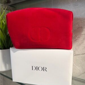 Dior Velvet Makeup Pouch Bag Red